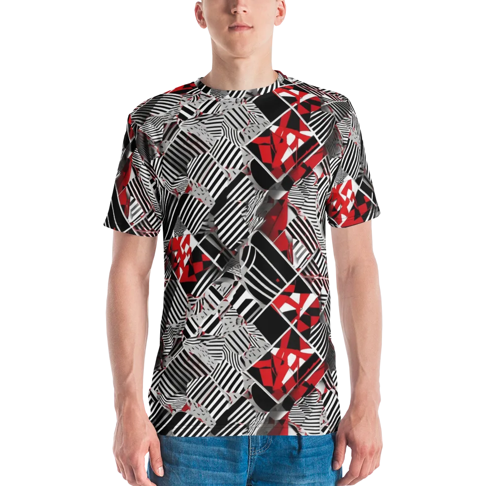 Striped Tectonics on Men's Crew Neck T-Shirt — Front
