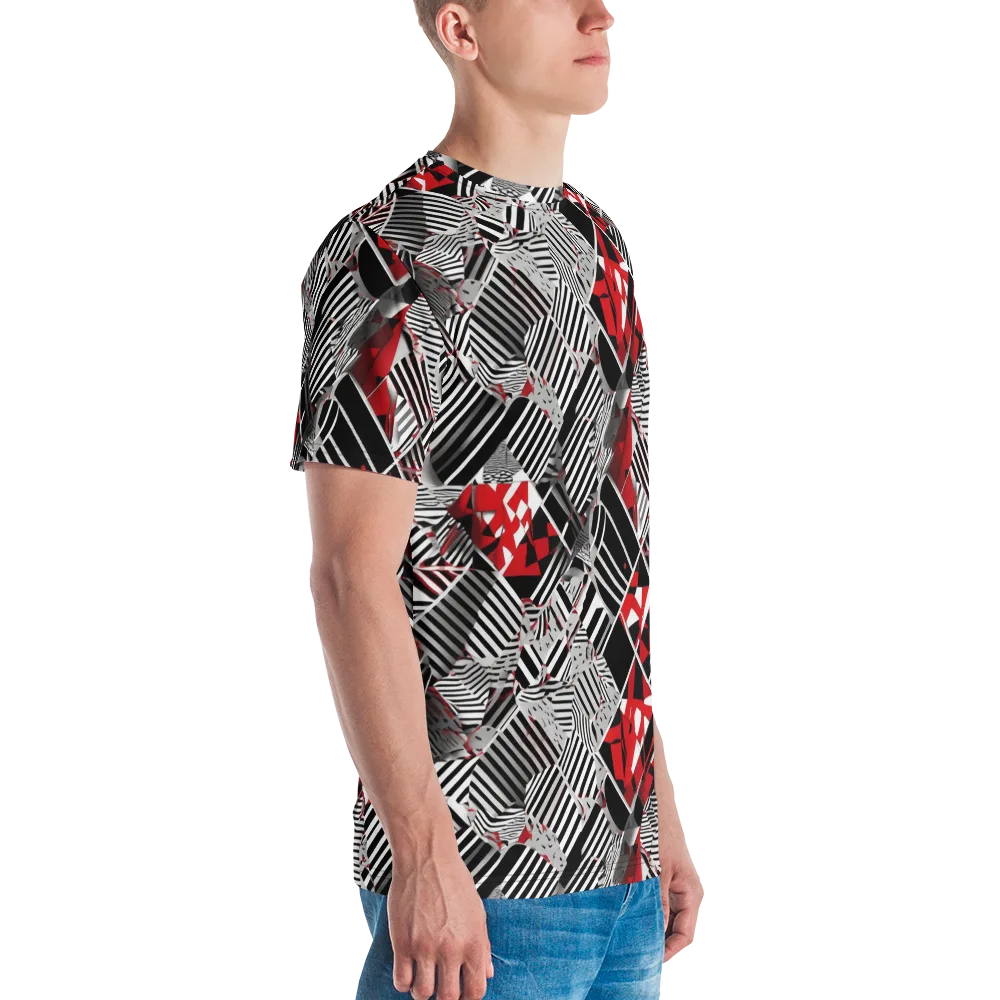 Striped Tectonics on Men's Crew Neck T-Shirt — Right