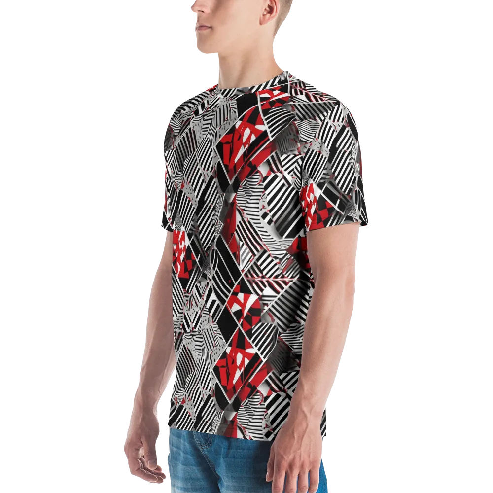 Striped Tectonics on Men's Crew Neck T-Shirt — Left