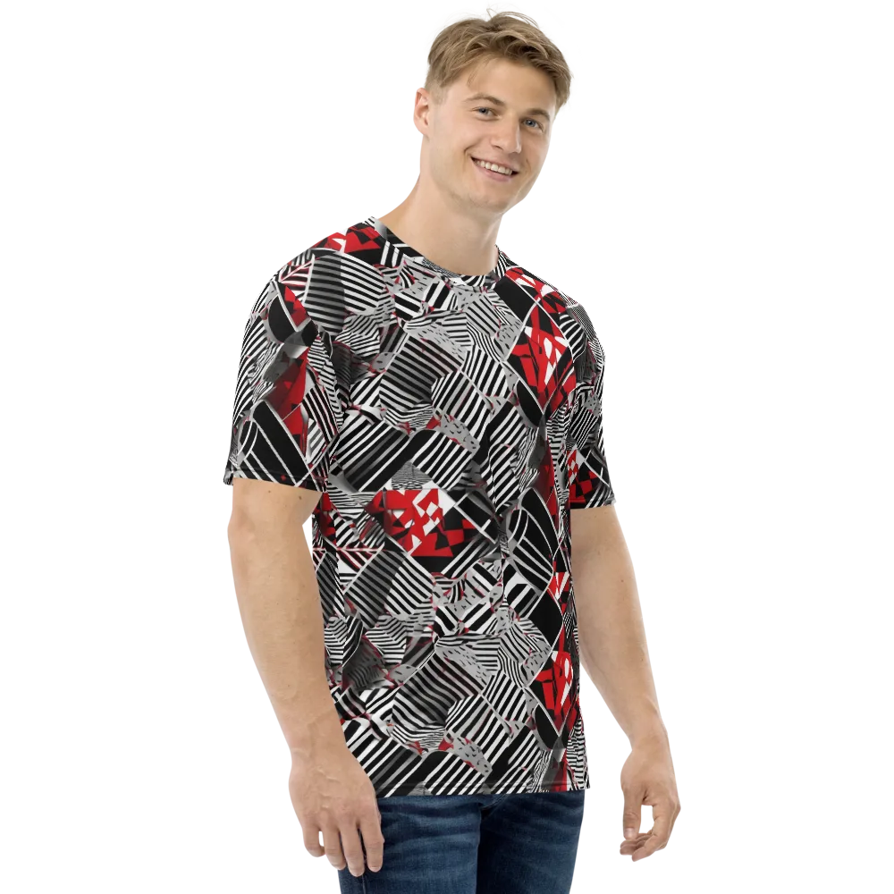 Striped Tectonics on Men's Crew Neck T-Shirt — Right