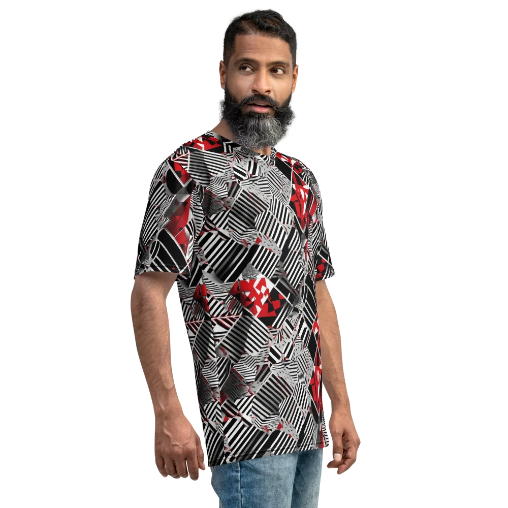 Striped Tectonics on Men's Crew Neck T-Shirt — Right