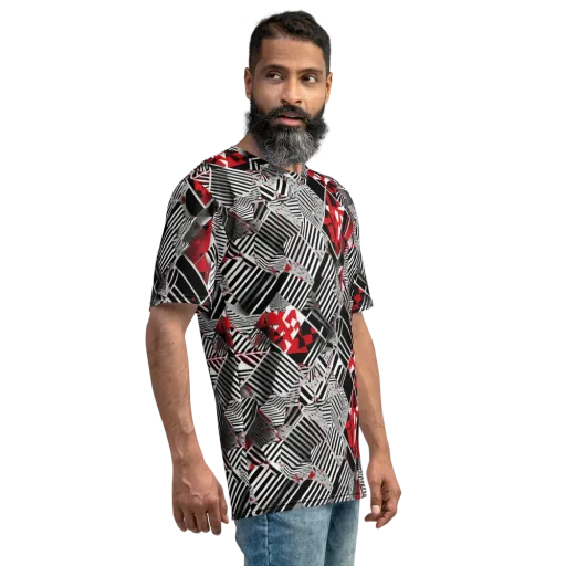 Striped Tectonics on a Men's Crew Neck T-Shirt