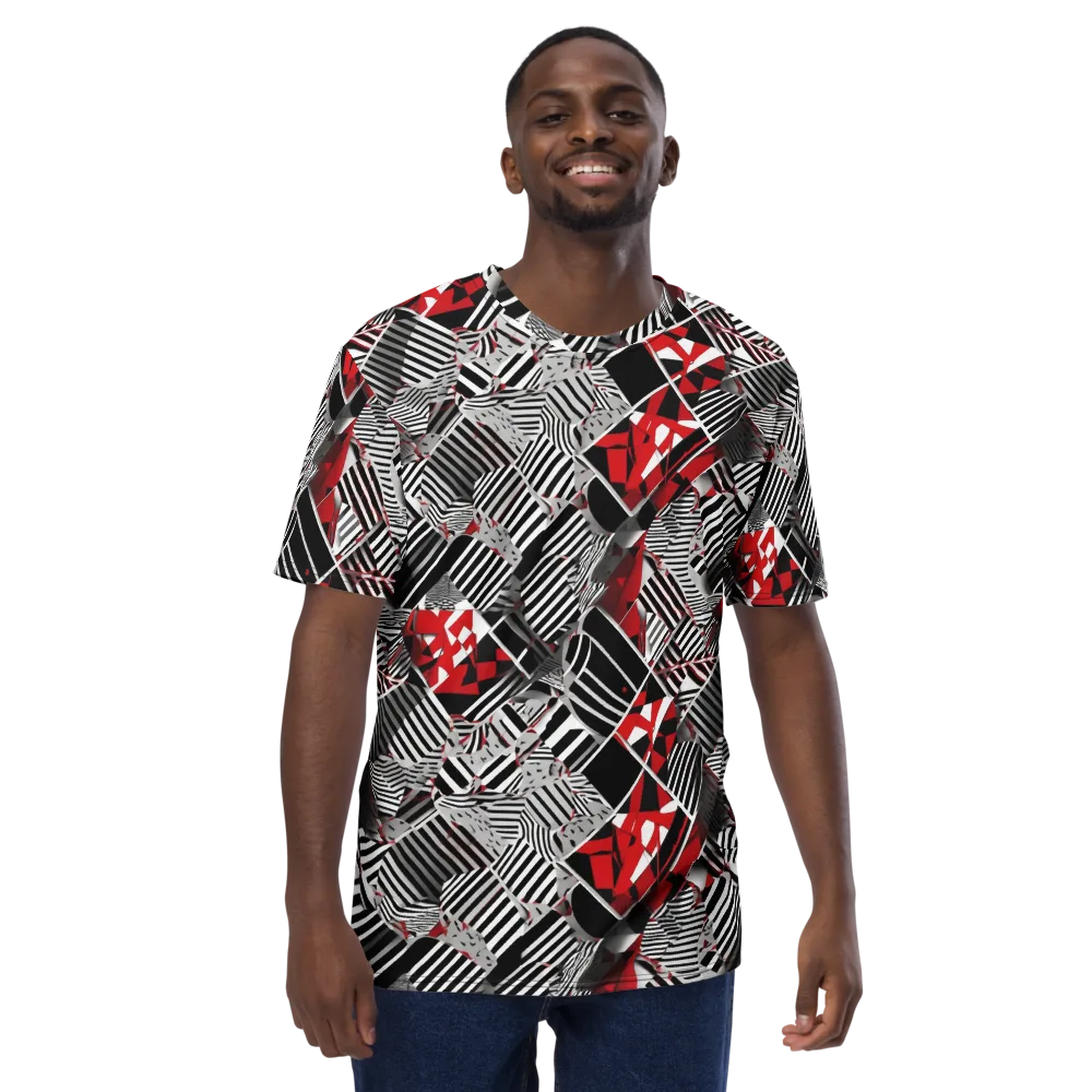 Striped Tectonics on Men's Crew Neck T-Shirt — Front