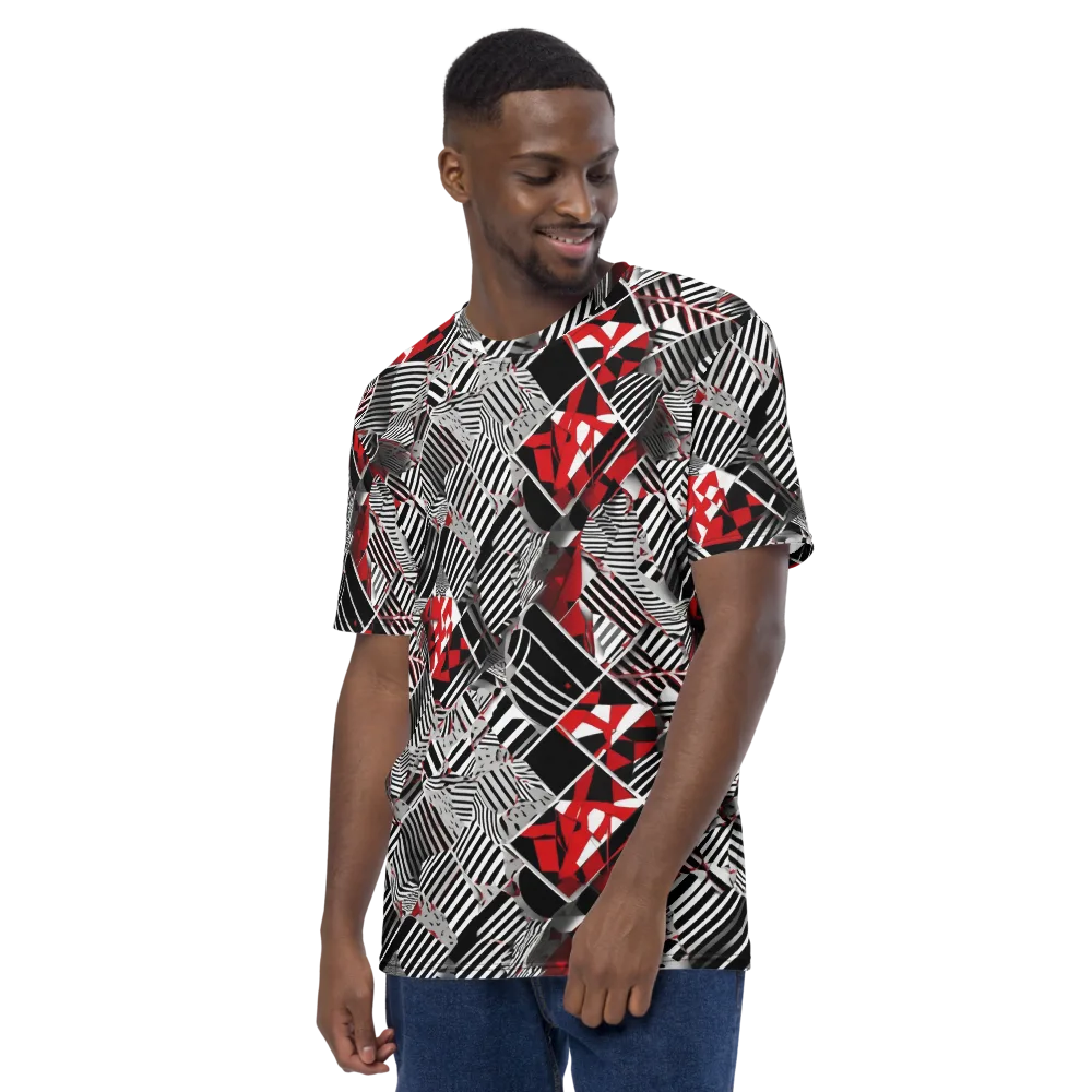 Striped Tectonics on Men's Crew Neck T-Shirt — Left
