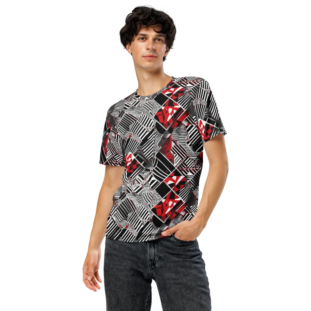Striped Tectonics on Men's Crew Neck T-Shirt — Front