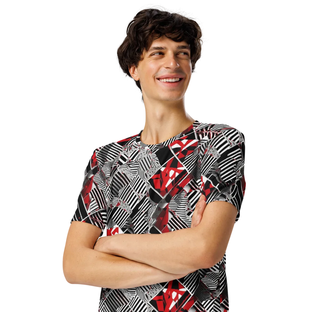 Striped Tectonics on Men's Crew Neck T-Shirt — Left Front