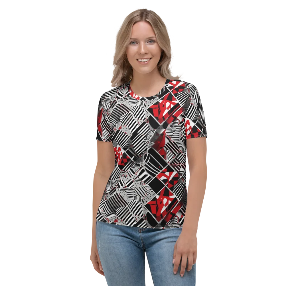 Striped Tectonics on Women's Crew Neck T-Shirt — Front