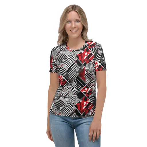 Striped Tectonics on a Women's Crew Neck T-Shirt