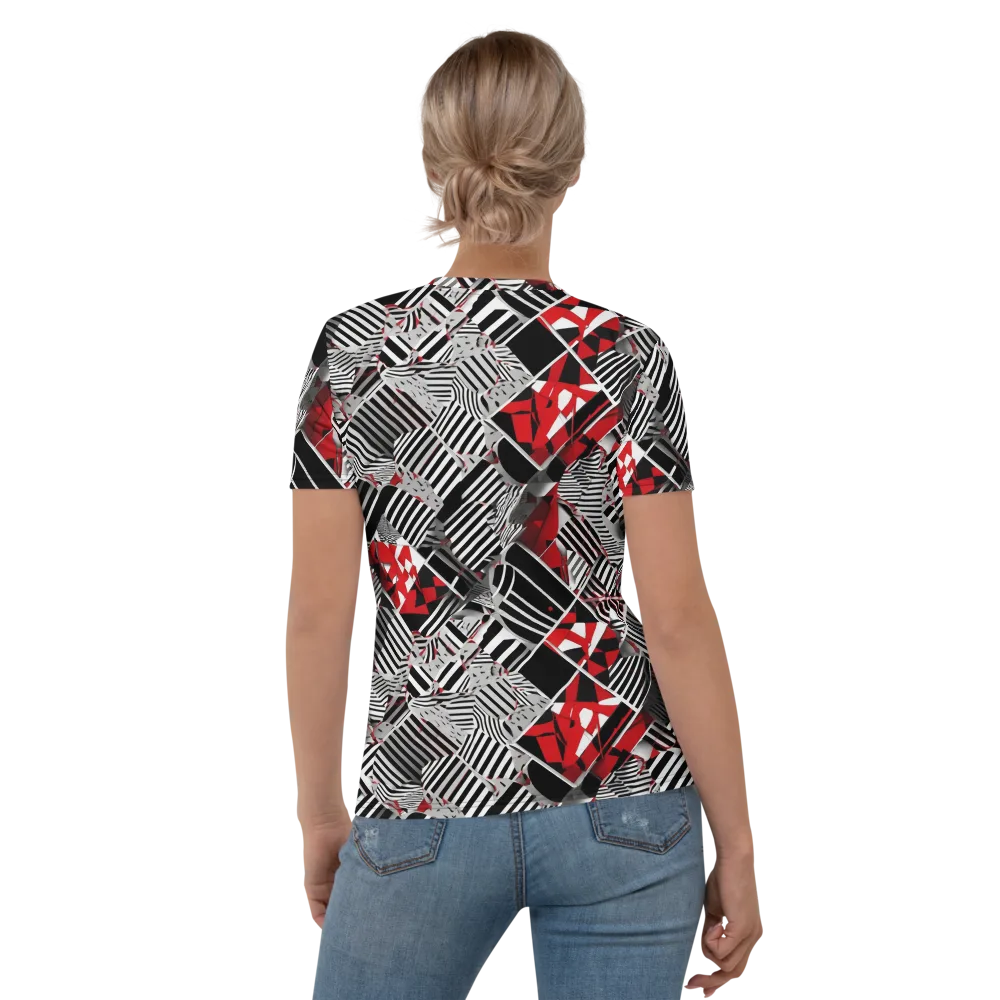 Striped Tectonics on Women's Crew Neck T-Shirt — Back