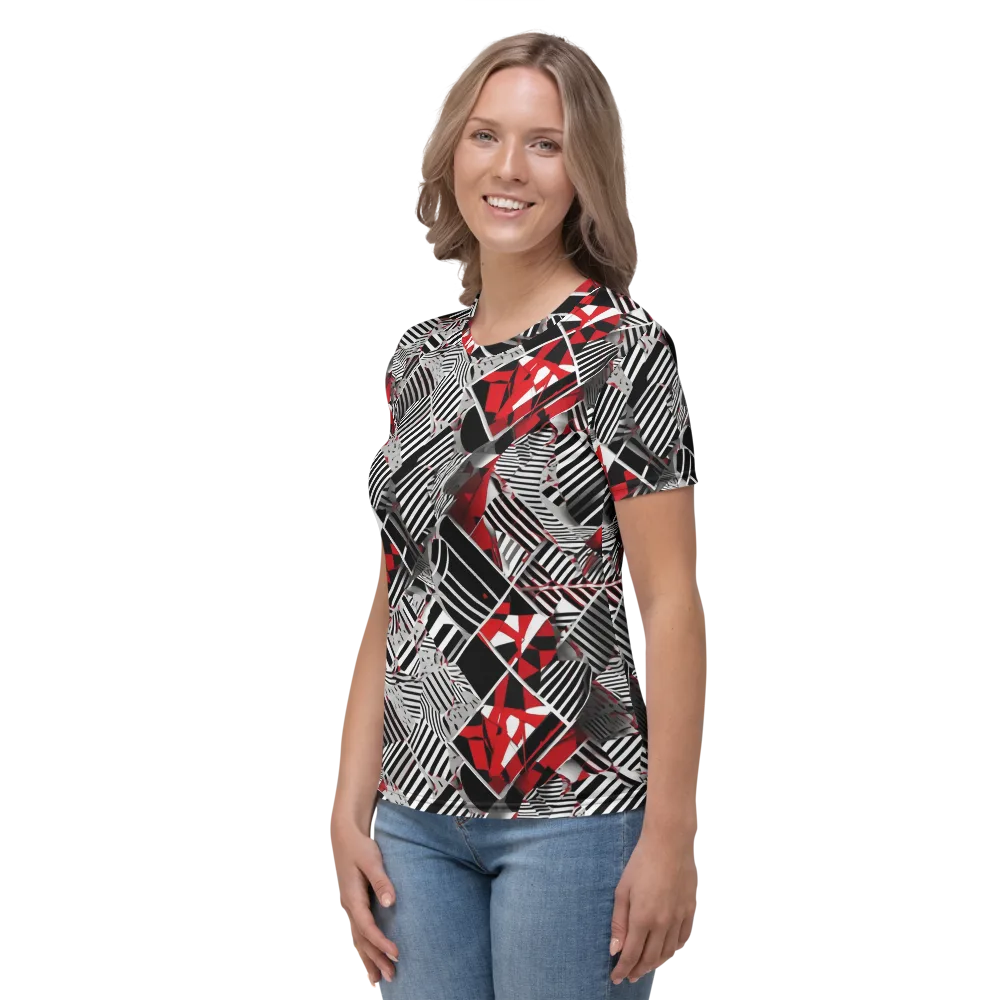 Striped Tectonics on Women's Crew Neck T-Shirt — Left