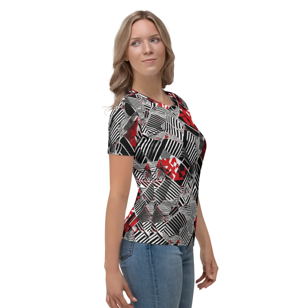 Striped Tectonics on Women's Crew Neck T-Shirt — Right