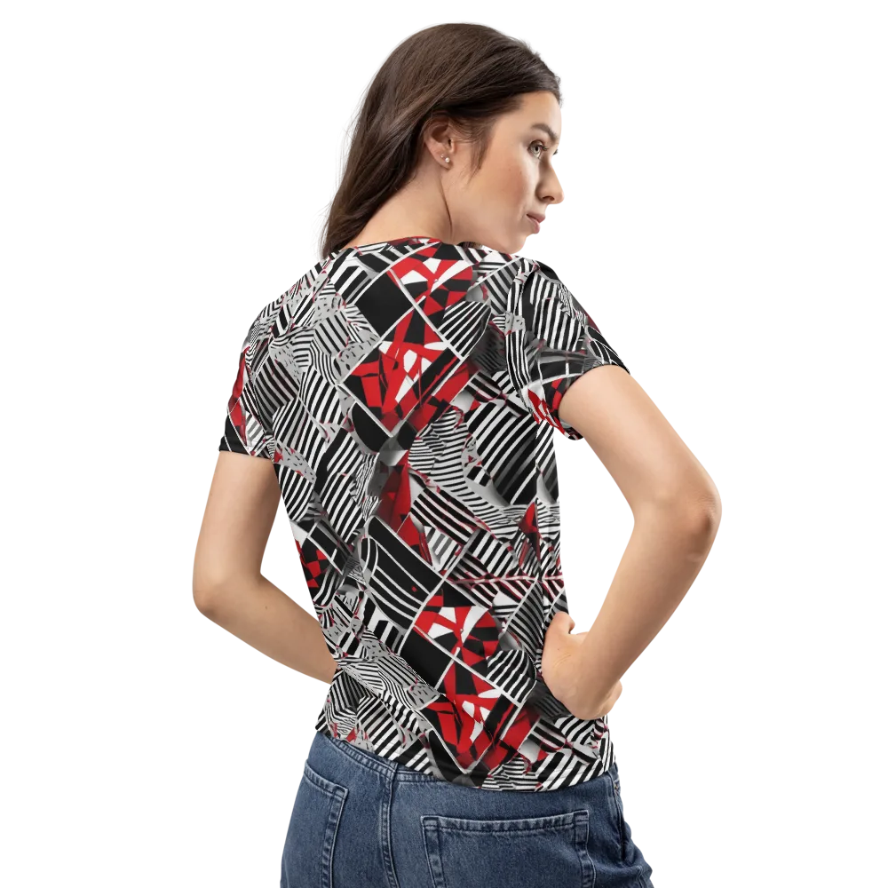 Striped Tectonics on Women's Crew Neck T-Shirt — Back