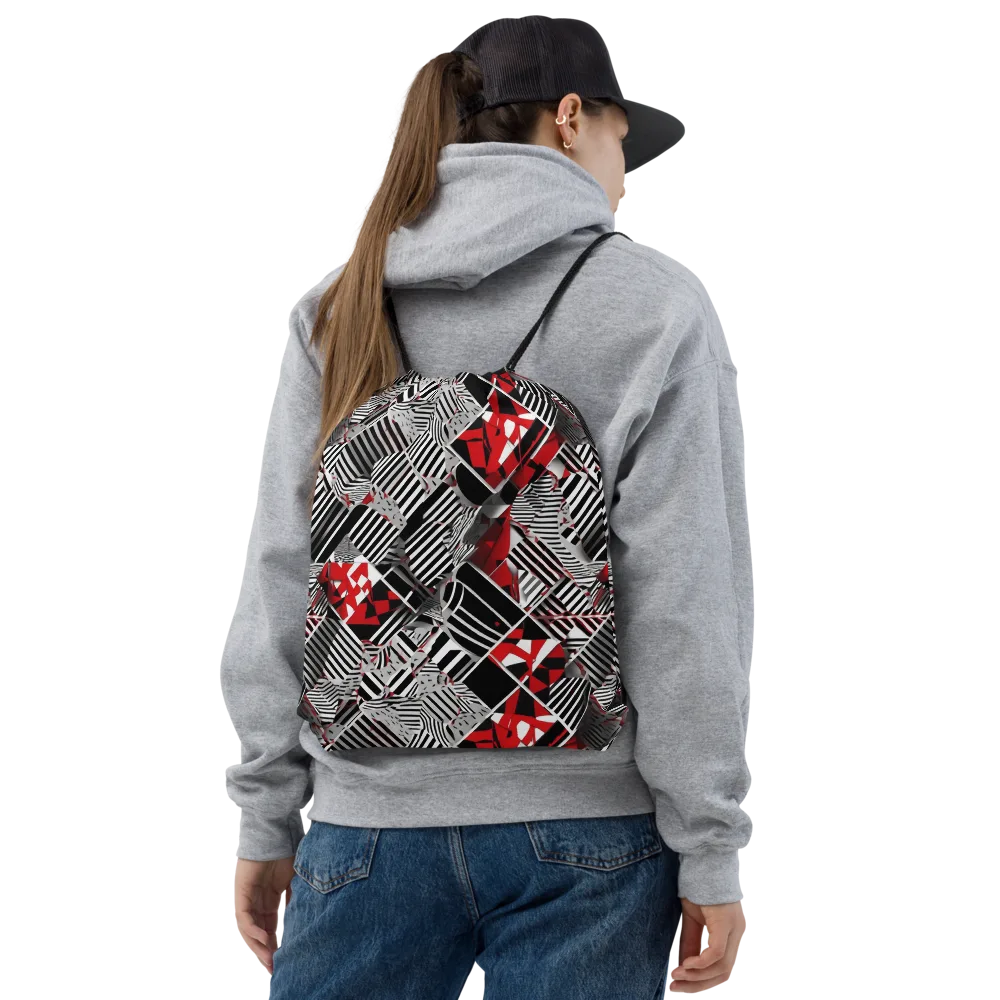 Striped Tectonics on Drawstring Bag — Front