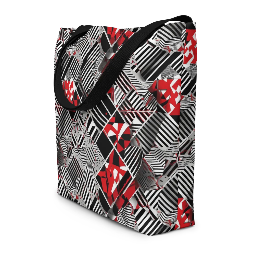 Striped Tectonics on Large Tote Bag W/ Pocket — Front