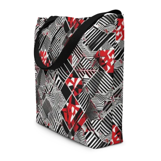 Striped Tectonics on a Large Tote Bag W/ Pocket