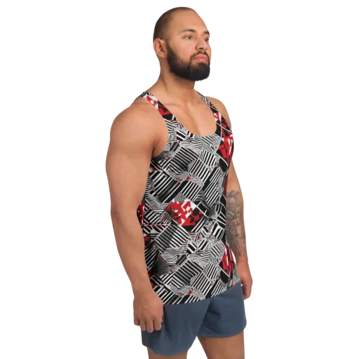Striped Tectonics on a Men's Tank Top