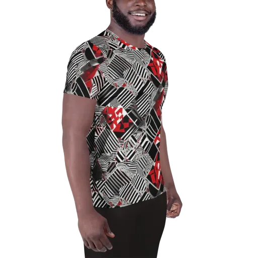 Striped Tectonics on a Men's Athletic T-Shirt