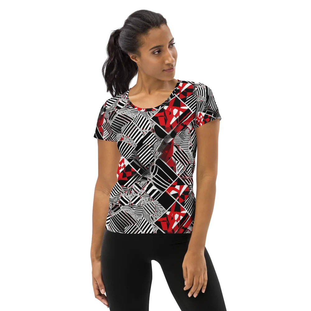 Striped Tectonics on Women's Athletic T-Shirt — Front