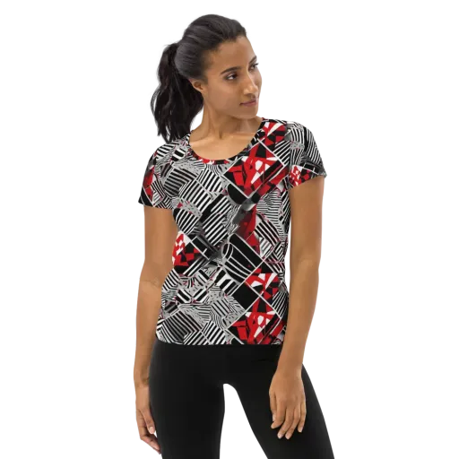 Striped Tectonics on a Women's Athletic T-Shirt