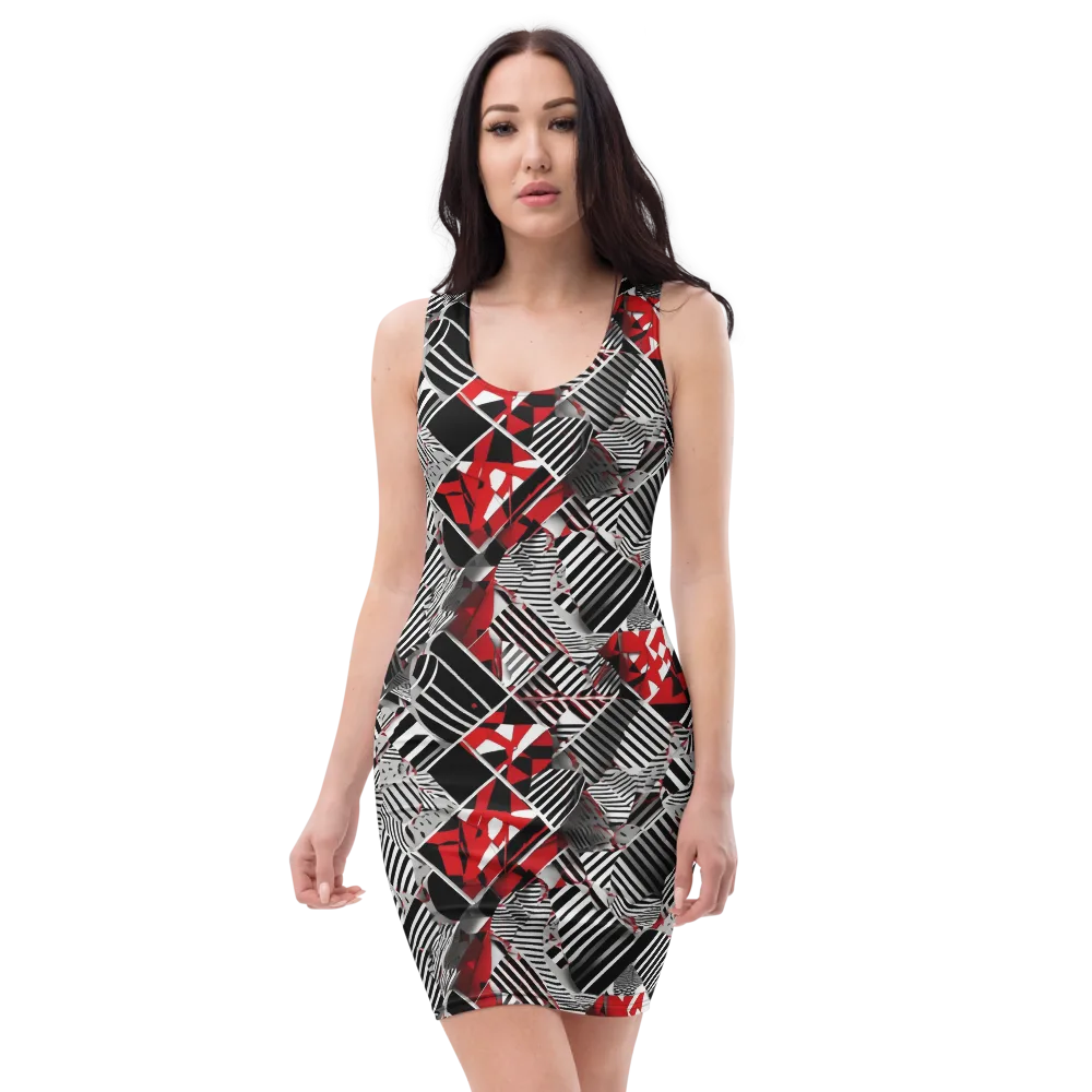 Striped Tectonics on Bodycon Dress — Front