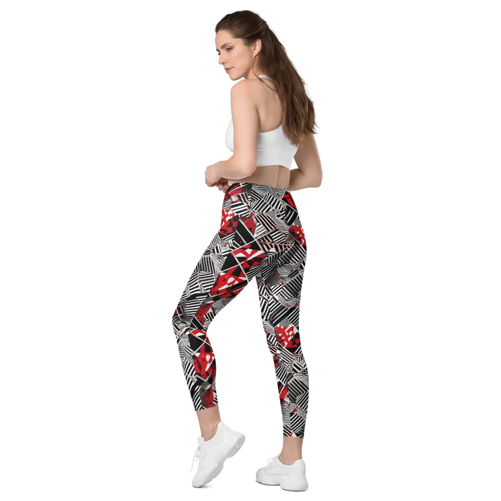 Striped Tectonics on Leggings with Pockets — Left Back