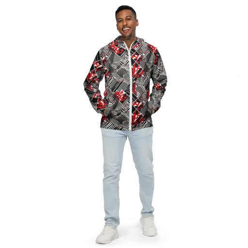 Striped Tectonics on a Men's Windbreaker