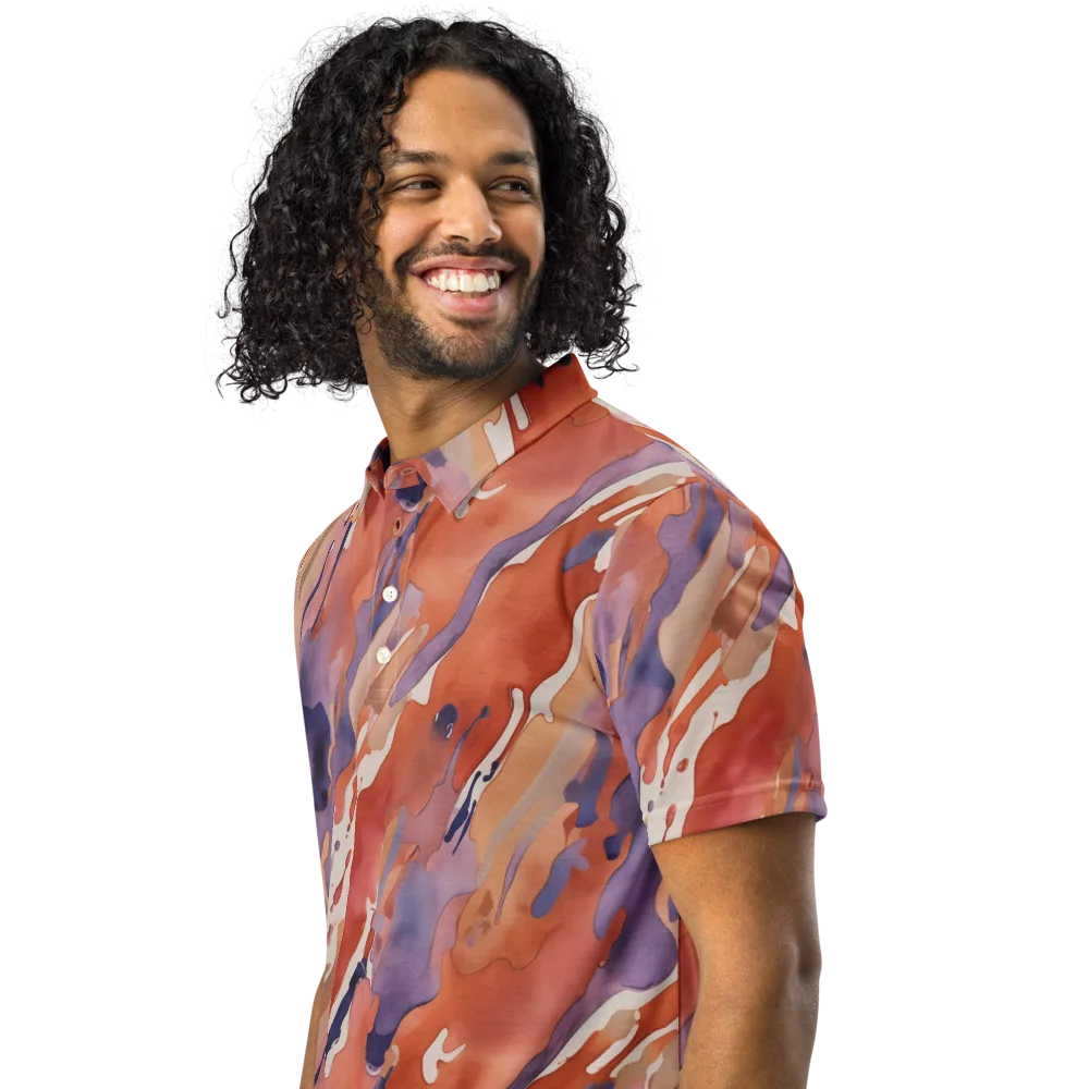 Painted Tides on Men's Slim Fit Polo Shirt — Left Front