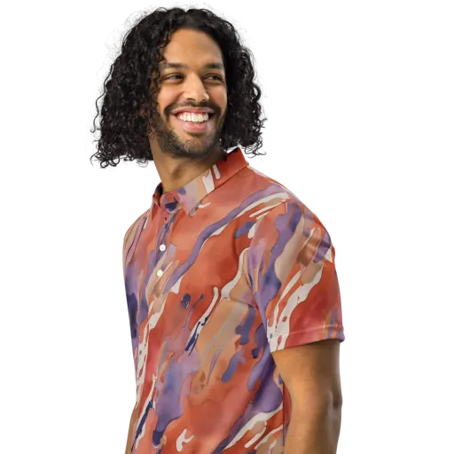 Painted Tides on a Men's Slim Fit Polo Shirt
