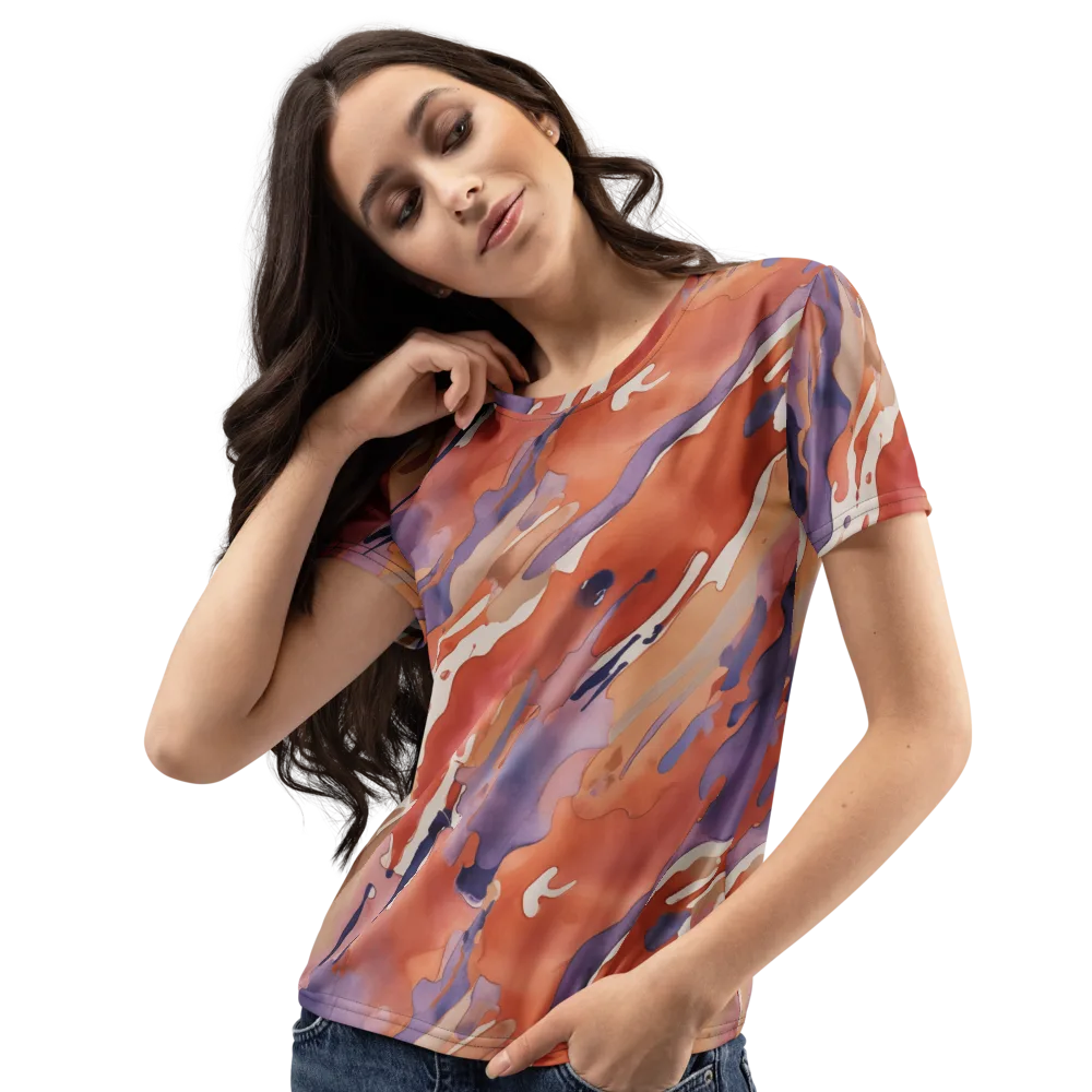 Painted Tides on Women's Crew Neck T-Shirt — Left Front