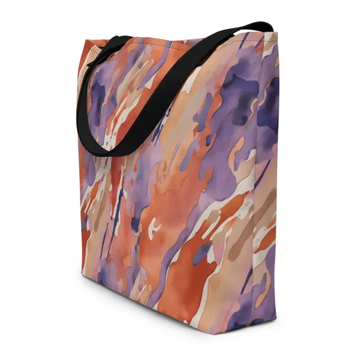 Painted Tides on a Large Tote Bag W/ Pocket