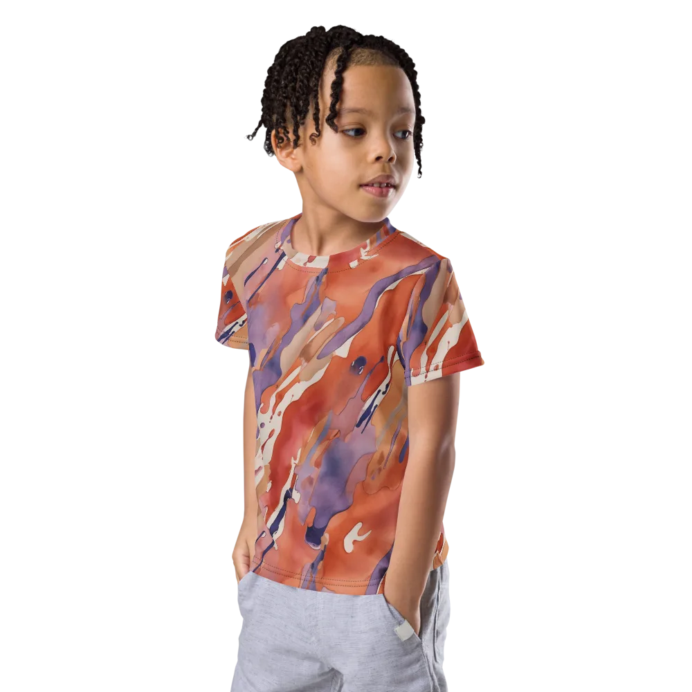 Painted Tides on Kids Crew Neck T-Shirt — Left Front