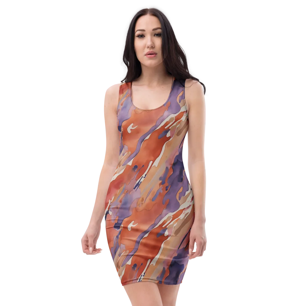Painted Tides on Bodycon Dress — Front