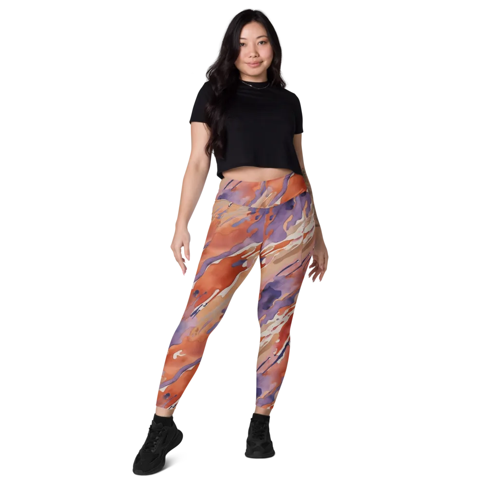 Painted Tides on Leggings with Pockets — Front