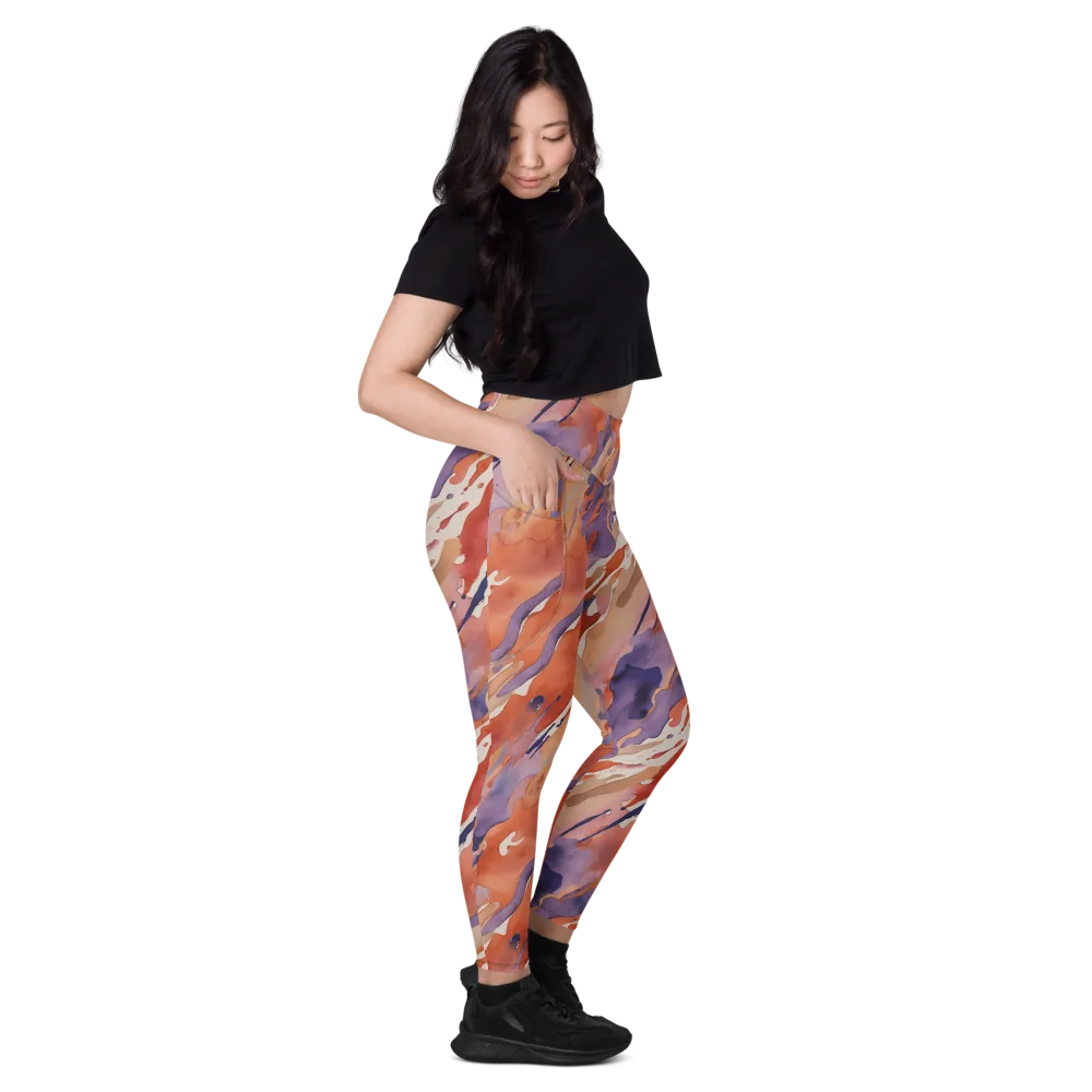 Painted Tides on Leggings with Pockets — Right