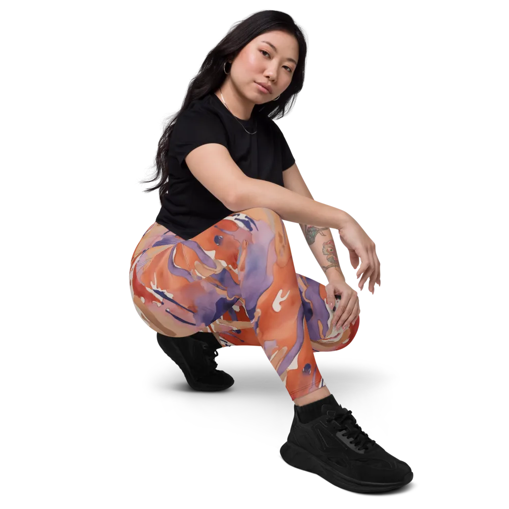 Painted Tides on Leggings with Pockets — Right Front