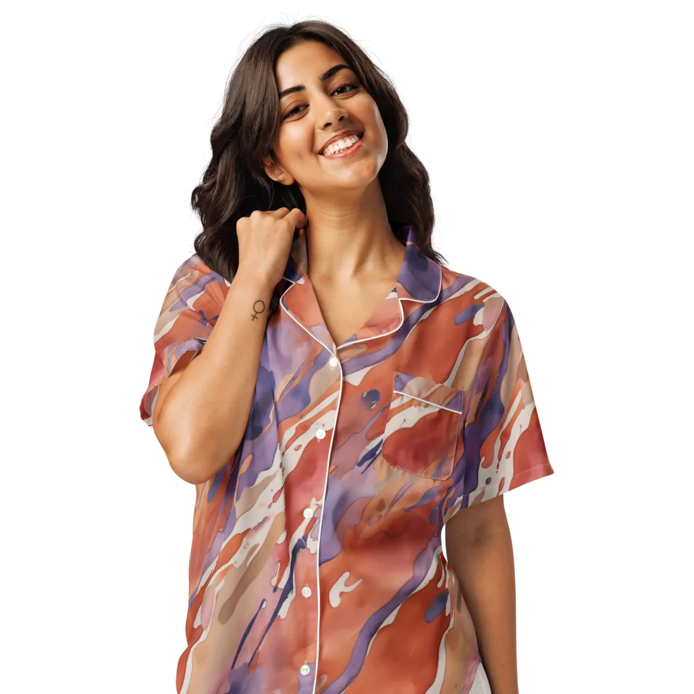 Painted Tides on Women's Short Sleeve Pajama Top — Front