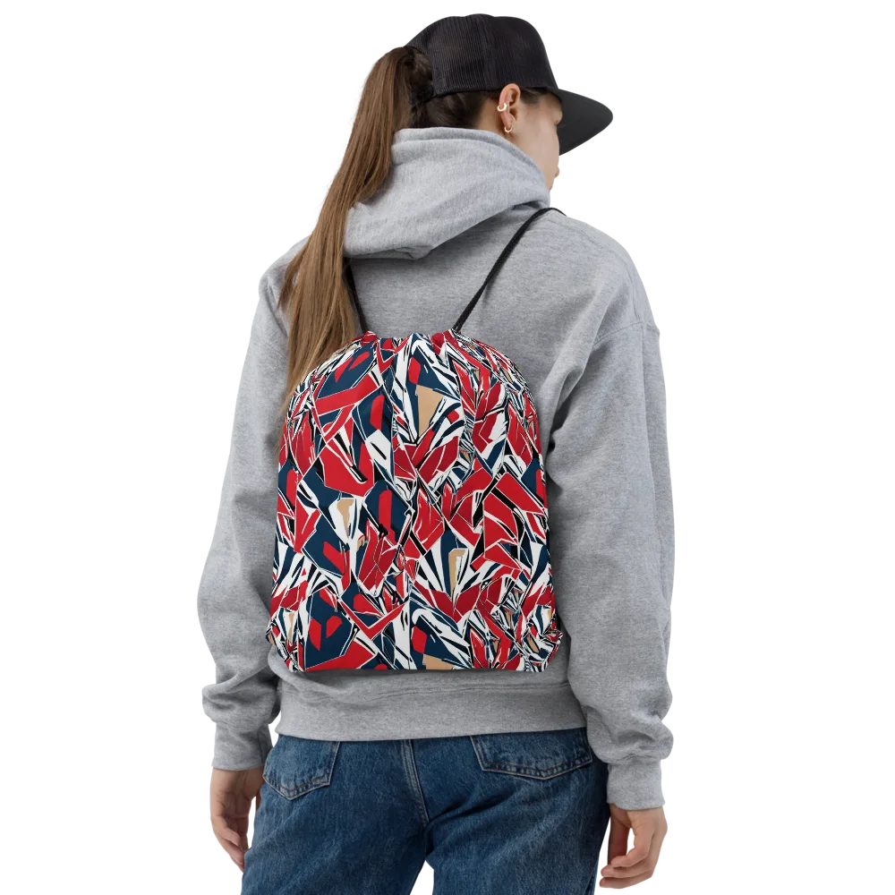 Crimson Shard on Drawstring Bag — Front