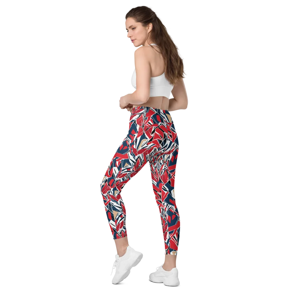 Crimson Shard on Leggings with Pockets — Left Back