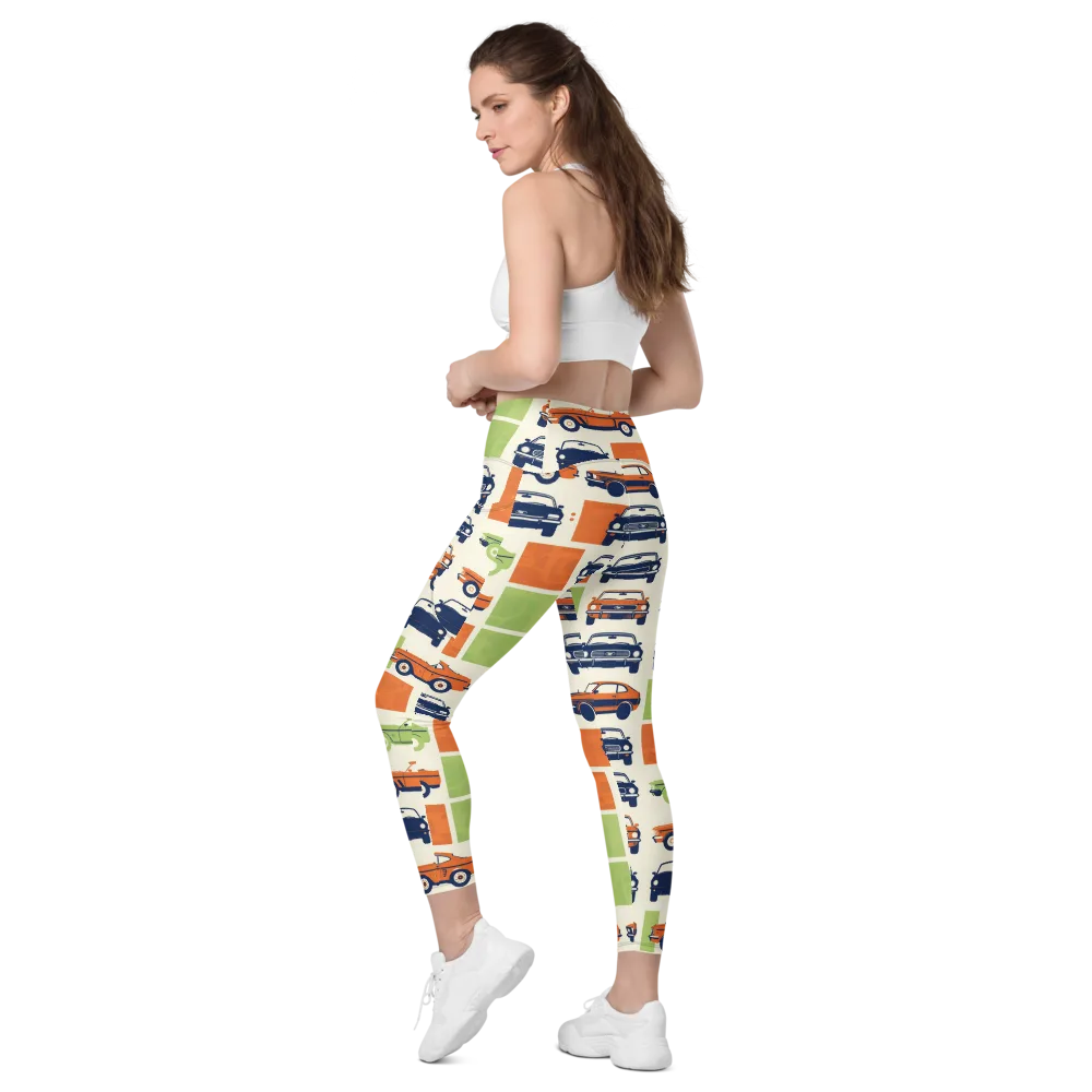Chrome Orchard on Leggings with Pockets — Left Back