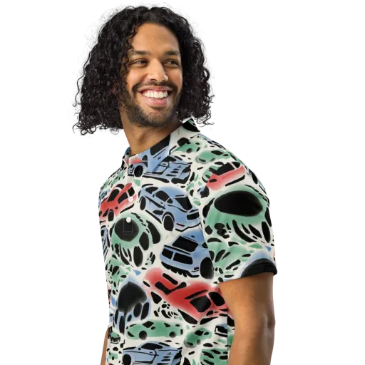 Neon Pit Lane on a Men's Slim Fit Polo Shirt
