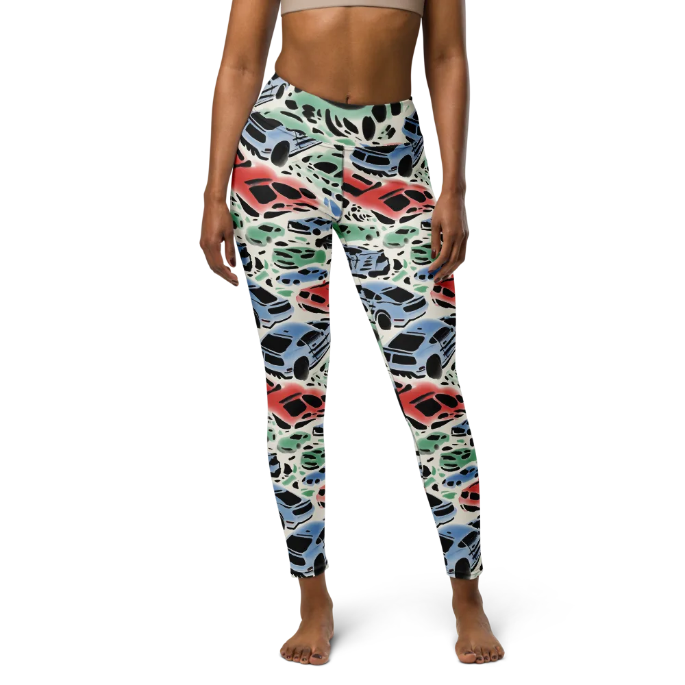 Neon Pit Lane on Yoga Leggings — Front