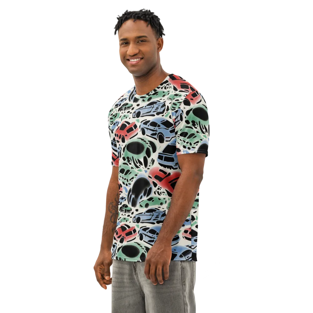 Neon Pit Lane on Men's Cotton Crew Neck T-Shirt — Left Front