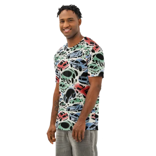 Neon Pit Lane on a Men's Cotton Crew Neck T-Shirt