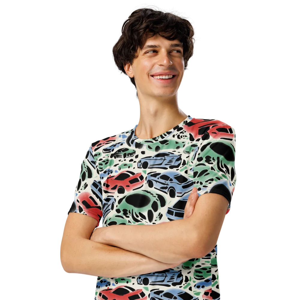 Neon Pit Lane on Men's Crew Neck T-Shirt — Left Front