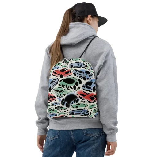 Neon Pit Lane on a Drawstring Bag
