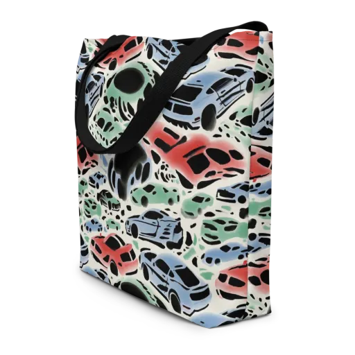 Neon Pit Lane on a Large Tote Bag W/ Pocket