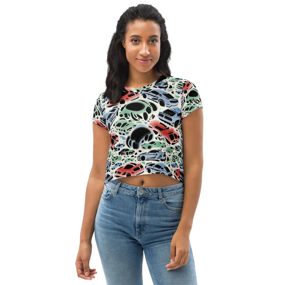 Neon Pit Lane on Crop Tee — Front