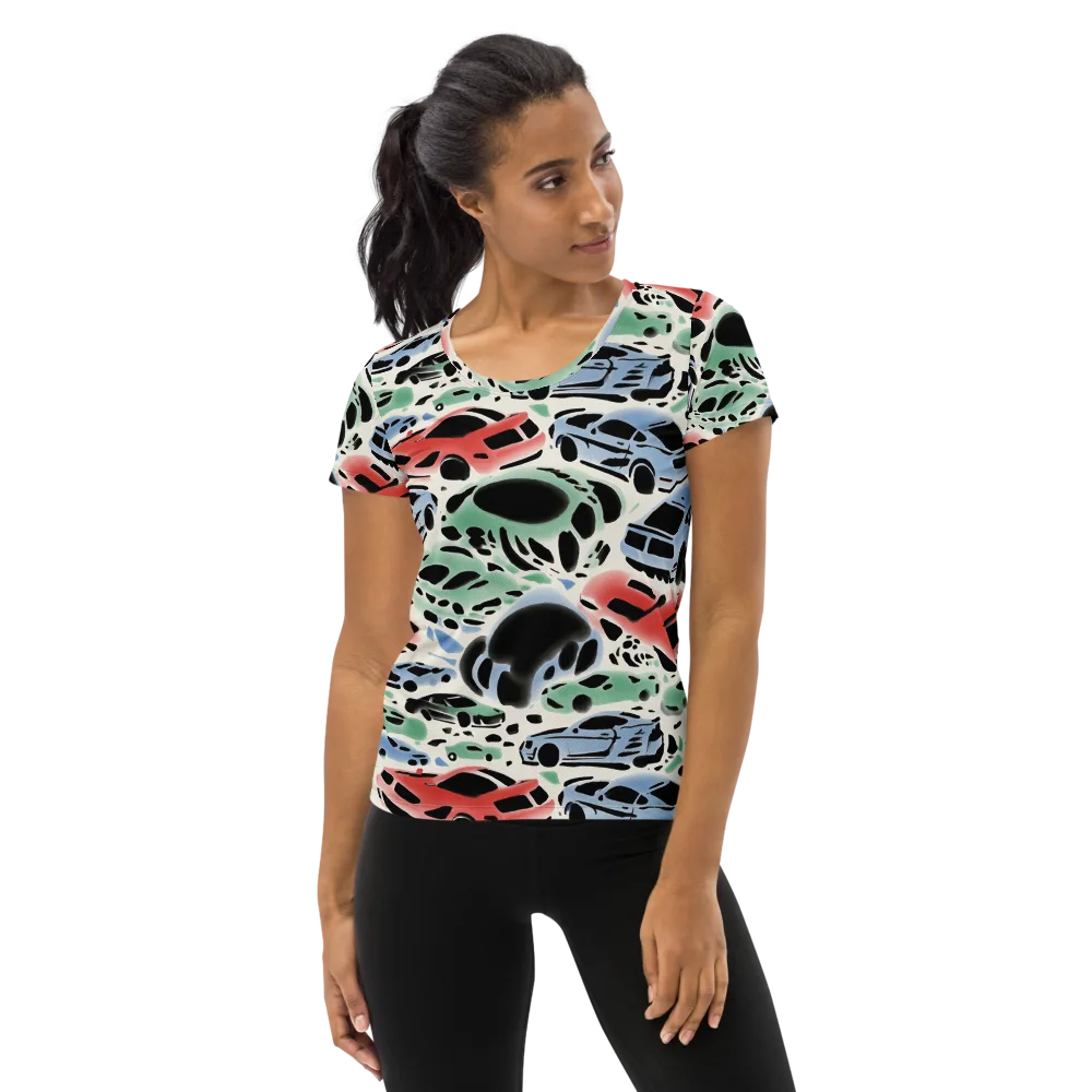 Neon Pit Lane on Women's Athletic T-Shirt — Front