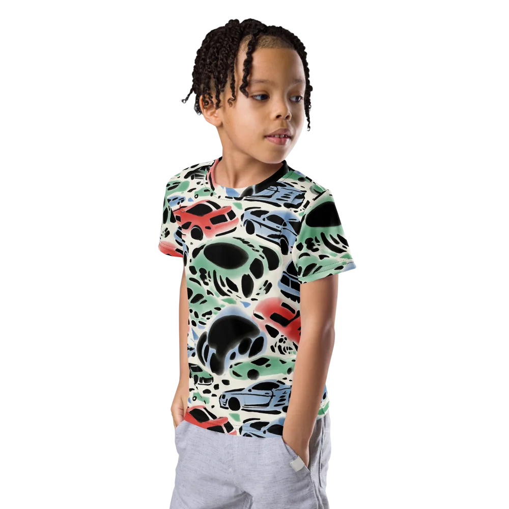 Neon Pit Lane on Kids Crew Neck T-Shirt — Left Front