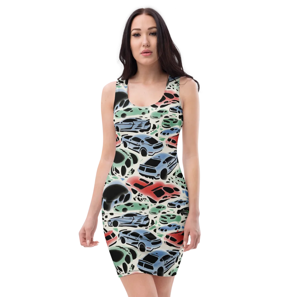 Neon Pit Lane on Bodycon Dress — Front